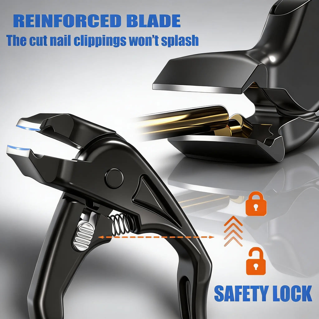Black Curved Tip Nail Clipper with Extra Long Handle Ergonomic Design for Seniors Large Opening Sharp Durable Blade Ideal for Toenail Care