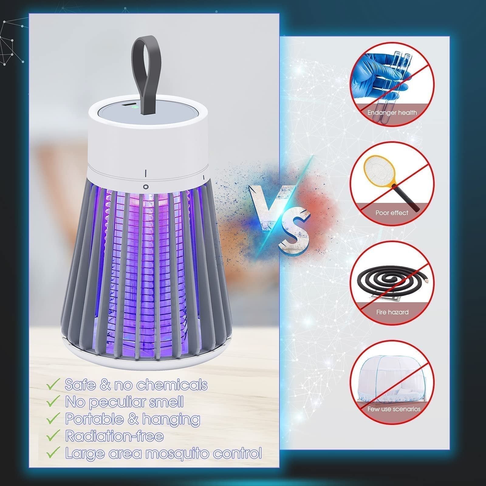 🦟USB/Rechargeable Portable Mosquito & Fly Trap Lamp for Indoor & Outdoor