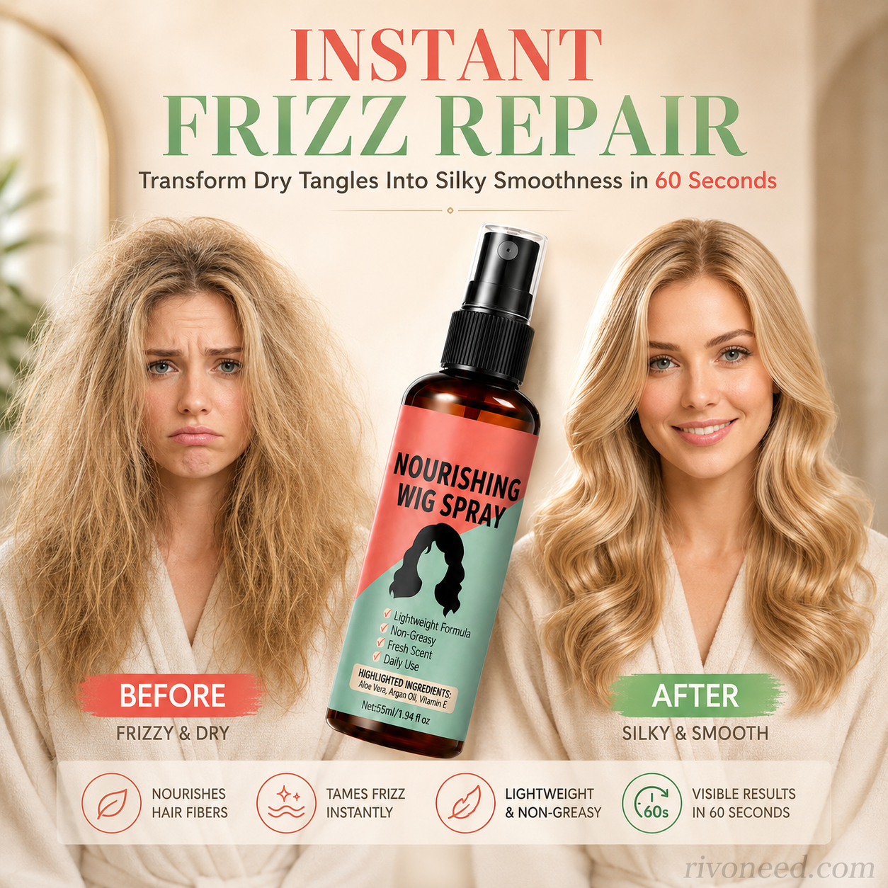 Lightweight No-Rinse Nourishing Wig Spray