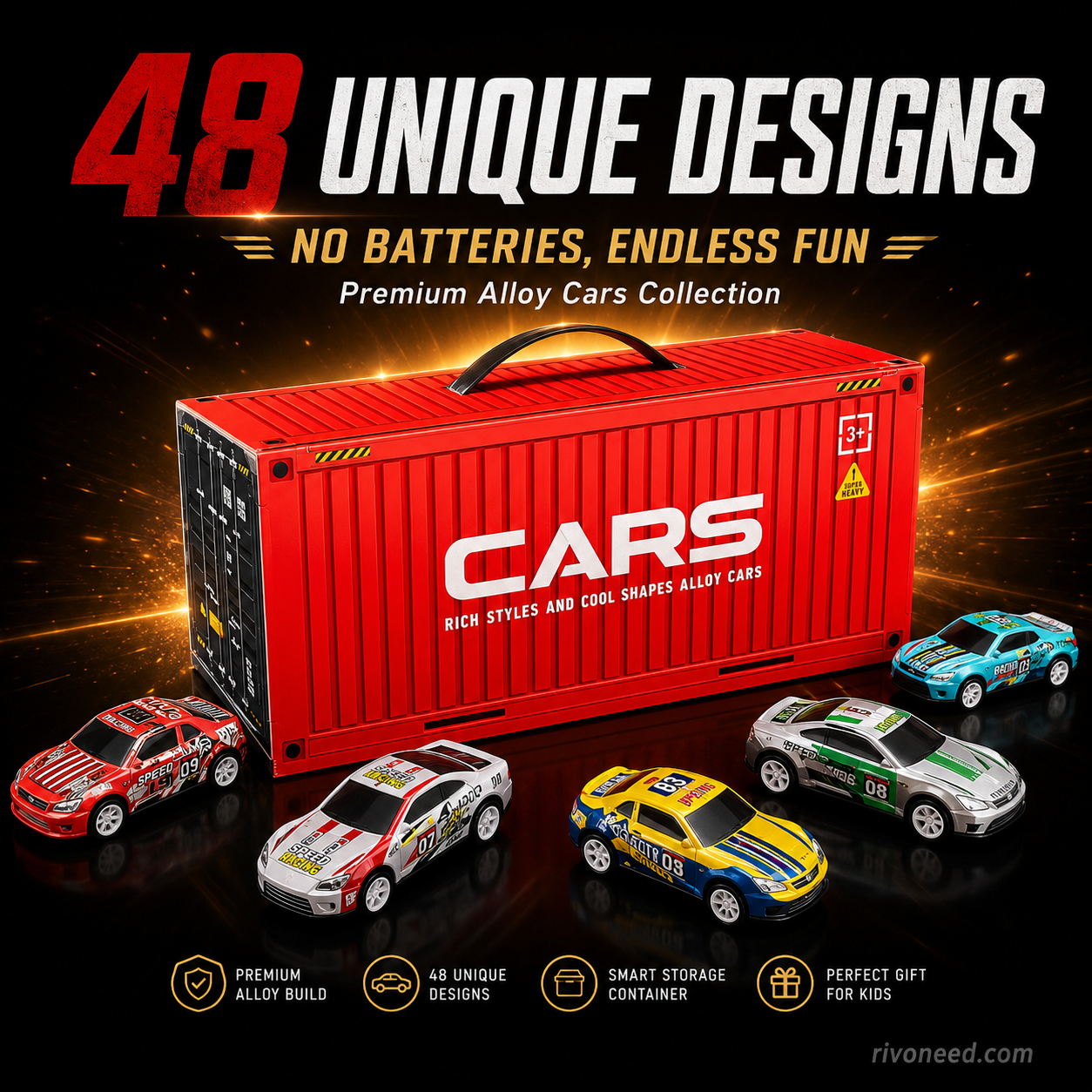 🎁48 Mini Pull-Back Cars with Built-In Garage Set