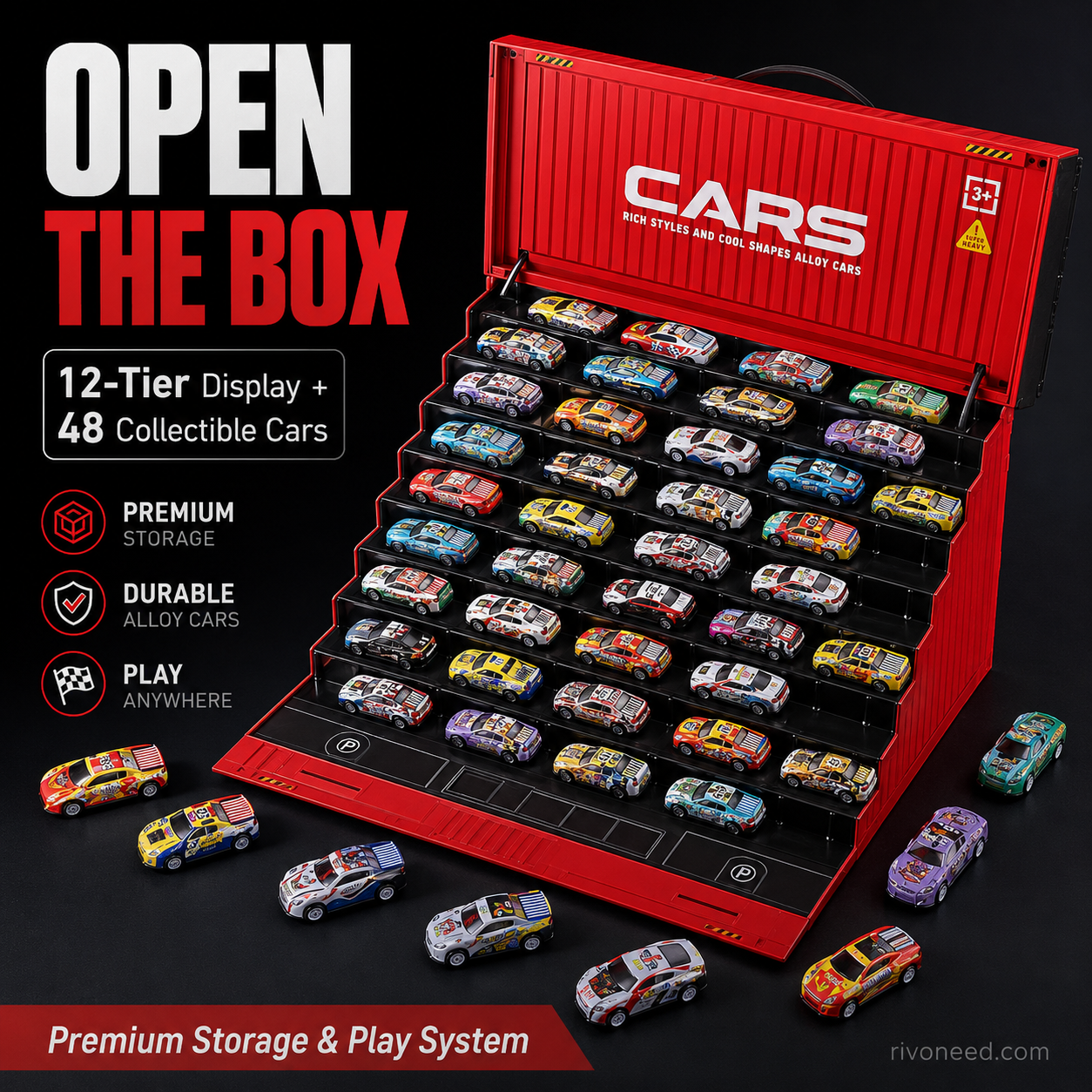 🎁48 Mini Pull-Back Cars with Built-In Garage Set