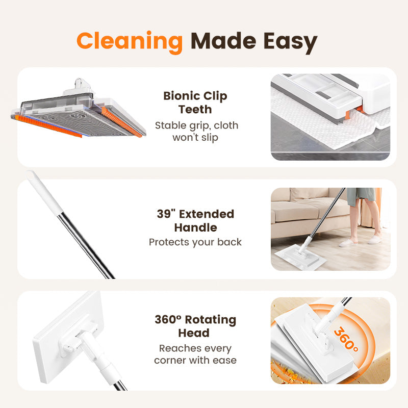 🧹Now only 40% off!💥Disposable Dust Mop with 4 Reusable Cloths