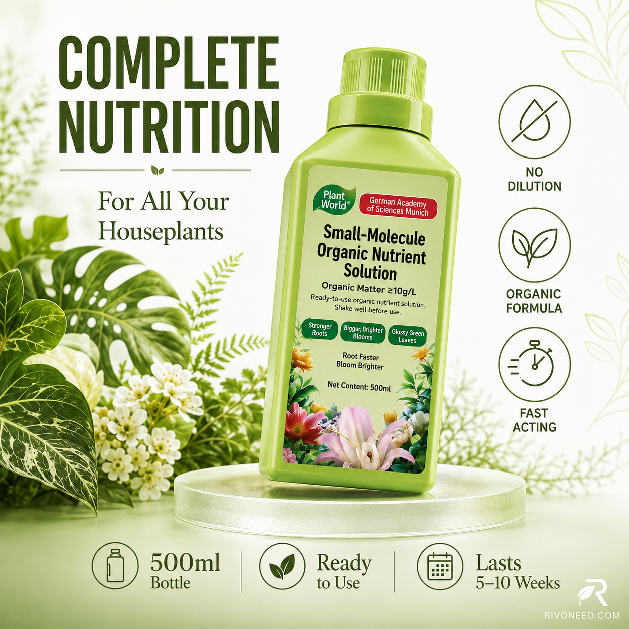 🌿 Organic Plant Growth Booster – Gentle Root Nutrient Solution for Seedlings, Flowers & Vegetables