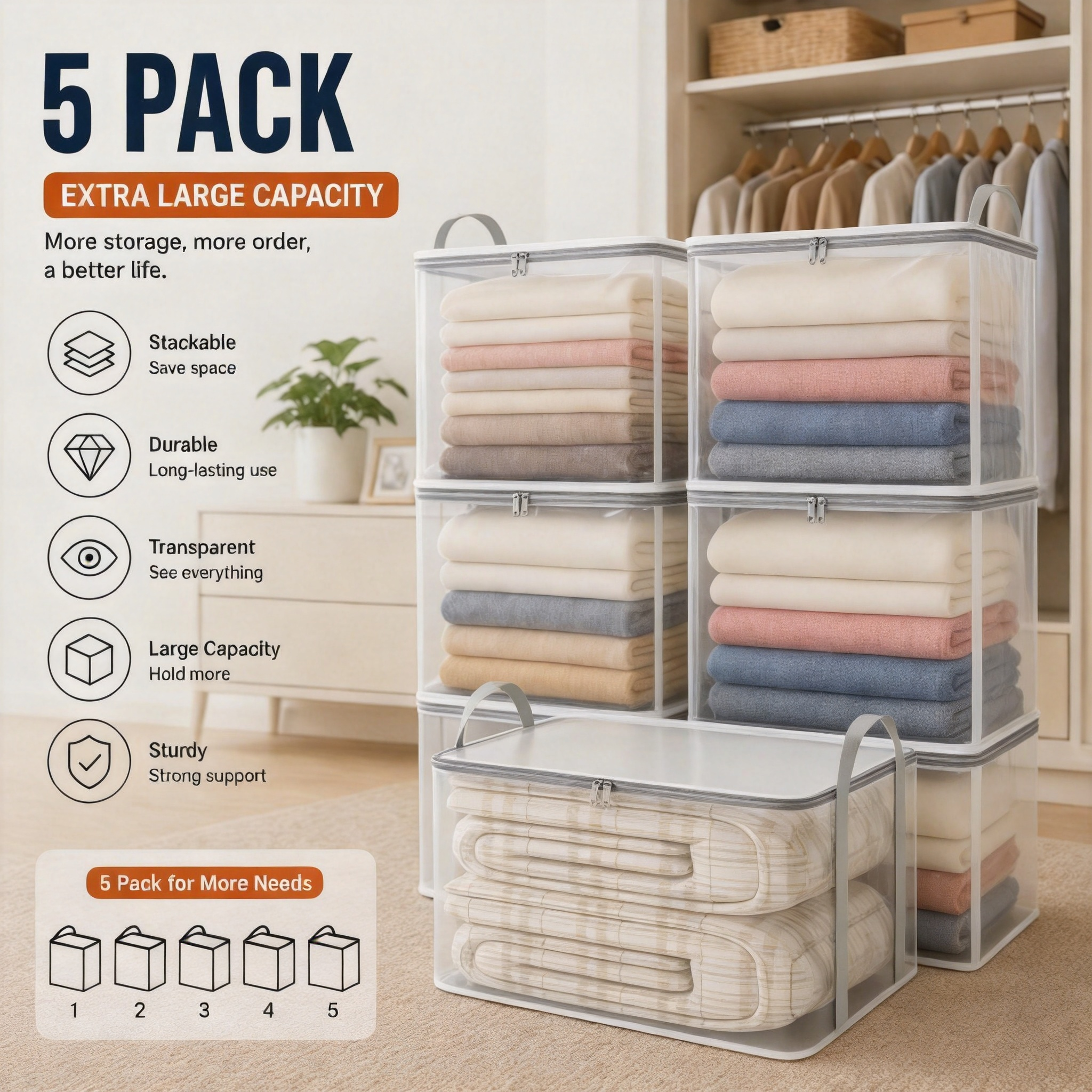 🔥 Limited-time offer – 49% OFF 📦 Large, extra-strong, transparent storage bag made of thick plastic for clothes, moving, and storage