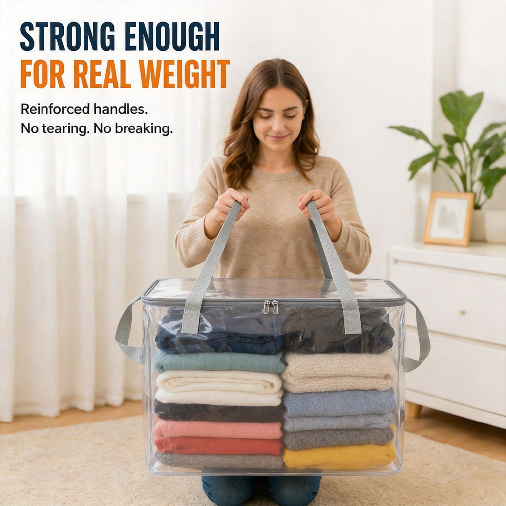 🔥 Limited-time offer – 49% OFF 📦 Large, extra-strong, transparent storage bag made of thick plastic for clothes, moving, and storage