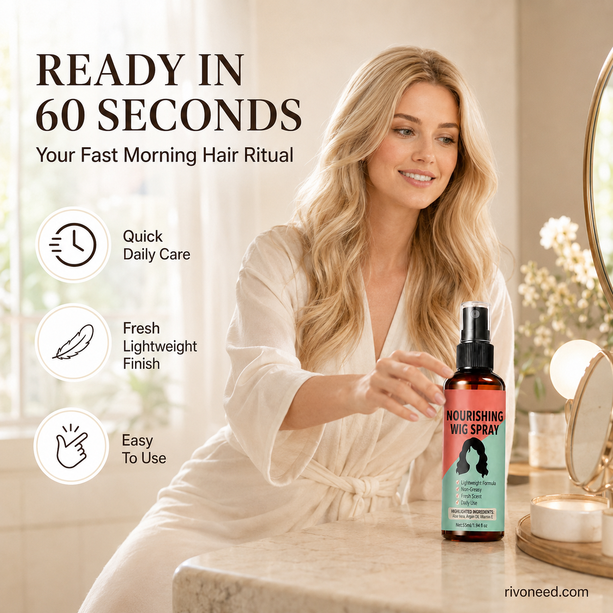 Lightweight No-Rinse Nourishing Wig Spray