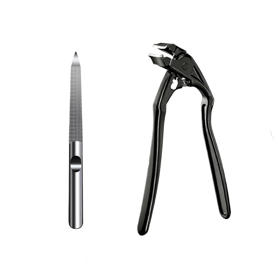 Black Curved Tip Nail Clipper with Extra Long Handle Ergonomic Design for Seniors Large Opening Sharp Durable Blade Ideal for Toenail Care