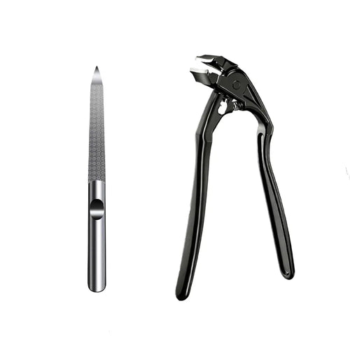 Black Curved Tip Nail Clipper with Extra Long Handle Ergonomic Design for Seniors Large Opening Sharp Durable Blade Ideal for Toenail Care