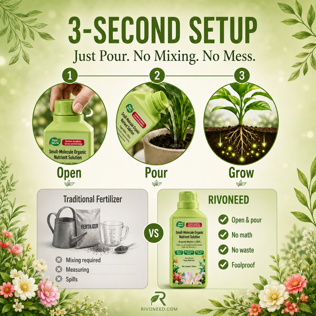🌿 Organic Plant Growth Booster – Gentle Root Nutrient Solution for Seedlings, Flowers & Vegetables