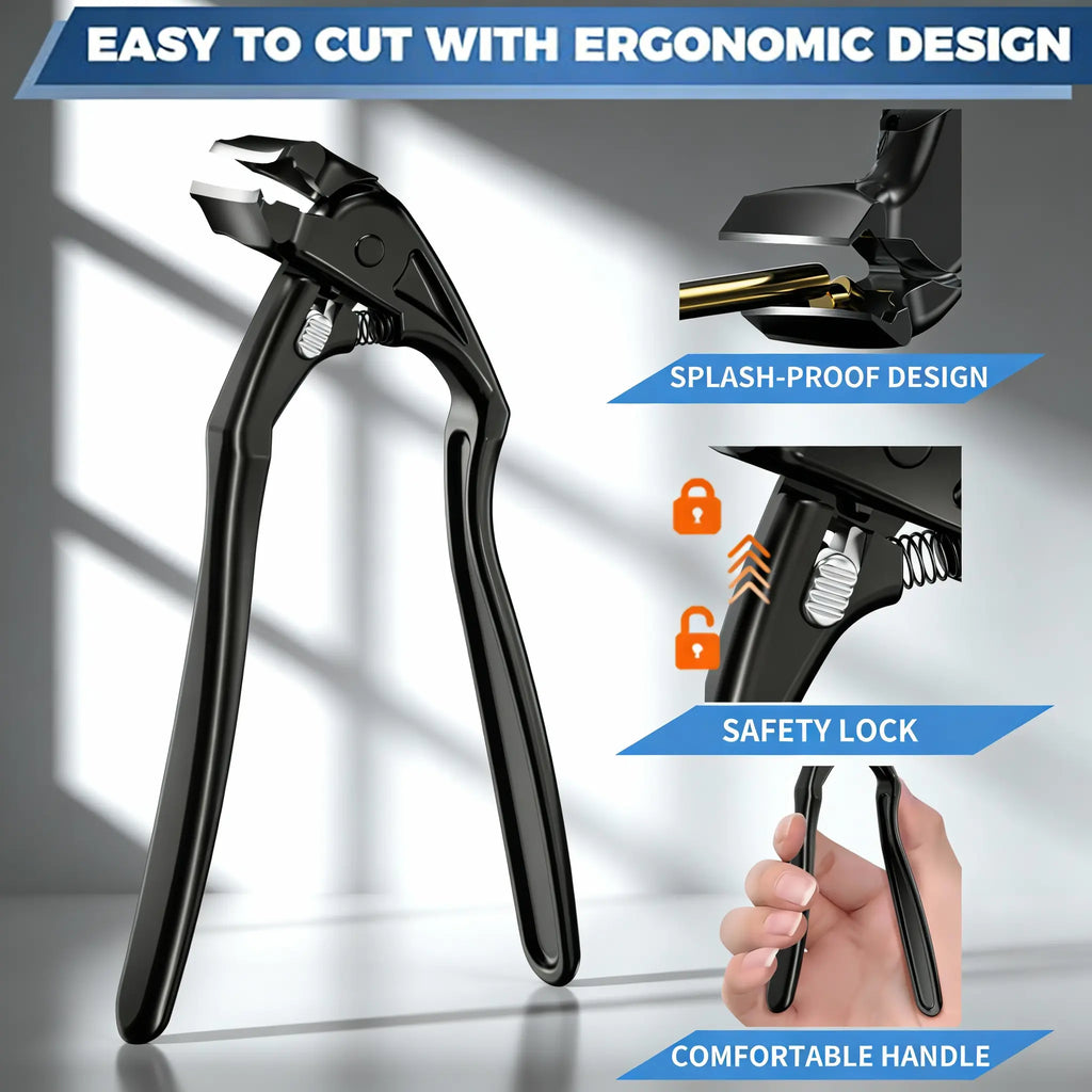 Black Curved Tip Nail Clipper with Extra Long Handle Ergonomic Design for Seniors Large Opening Sharp Durable Blade Ideal for Toenail Care