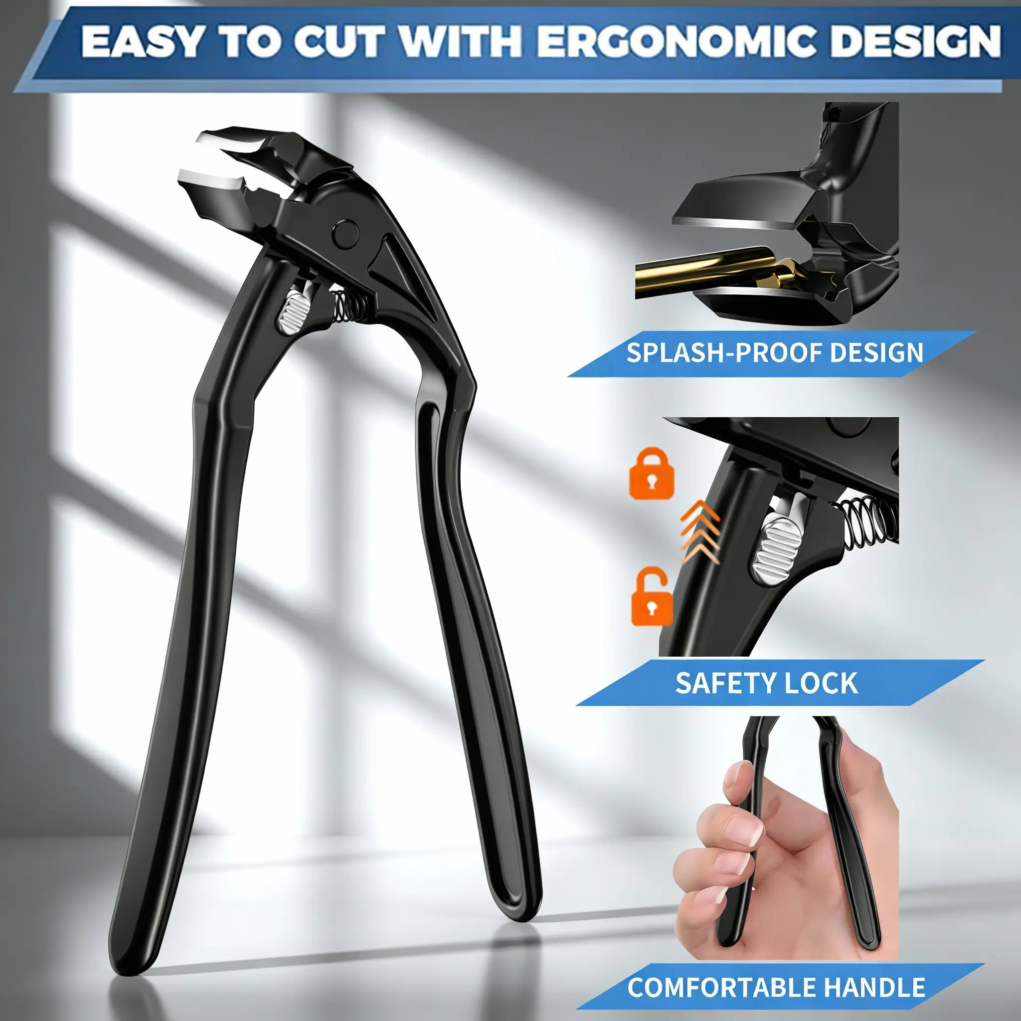 Black Curved Tip Nail Clipper with Extra Long Handle Ergonomic Design for Seniors Large Opening Sharp Durable Blade Ideal for Toenail Care