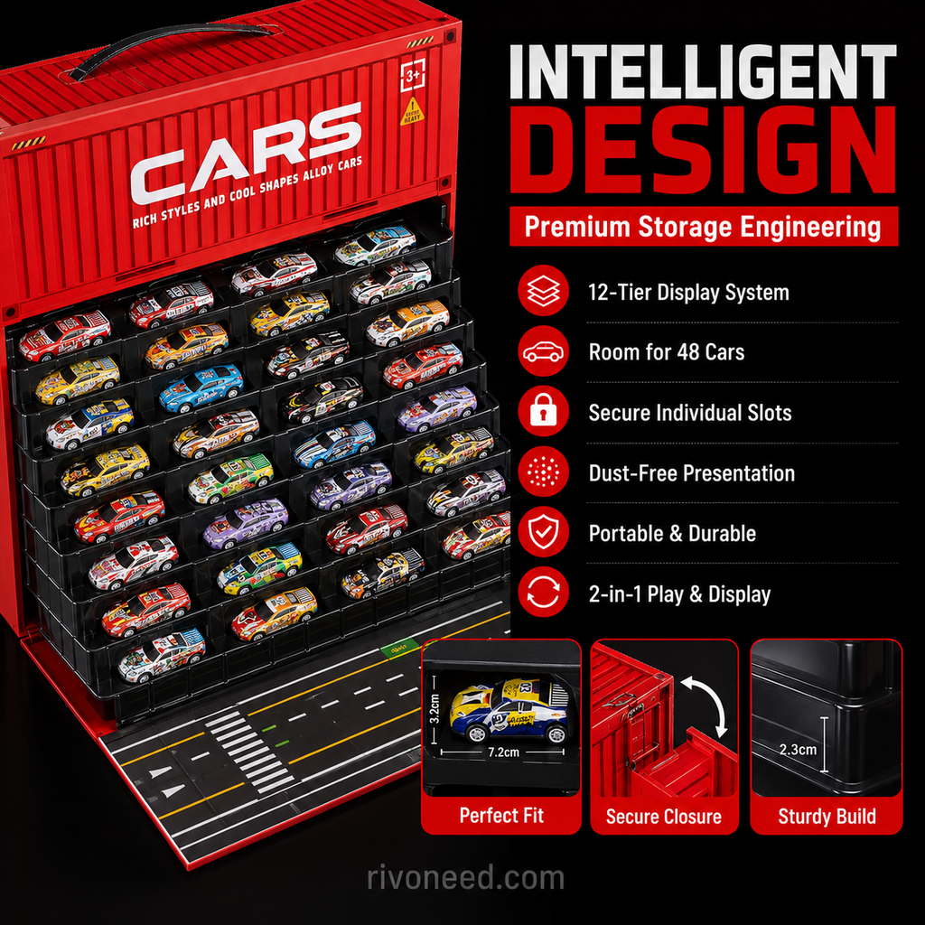 🎁48 Mini Pull-Back Cars with Built-In Garage Set