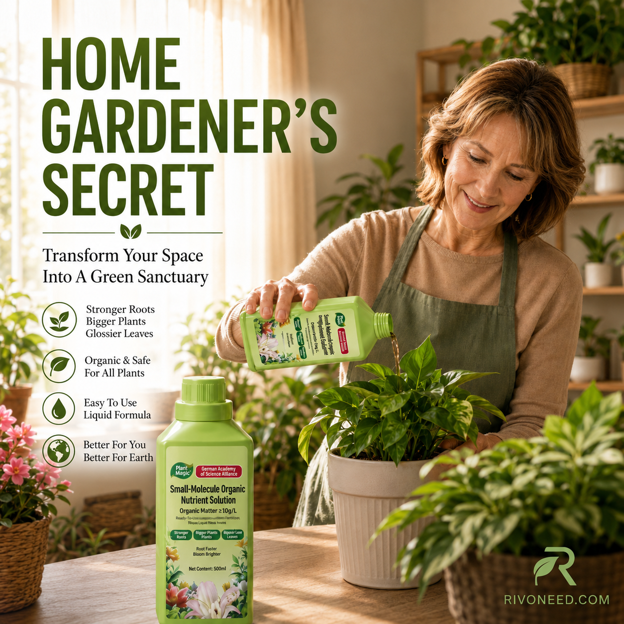 🌿 Organic Plant Growth Booster – Gentle Root Nutrient Solution for Seedlings, Flowers & Vegetables