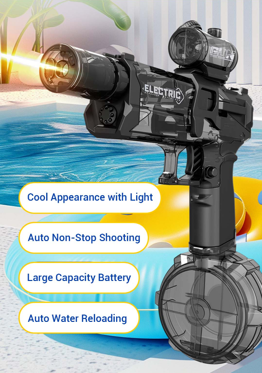 Ultimate Battle Water Gun Powerful Electric Water Gun, Water Blaster Automatic Squirt Gun with Glowing Muzzle 320cc High Capacity, Up to 32 FT Range, Outdoor Summer Party Toy OutdoorFun for Adults &Kids Toys