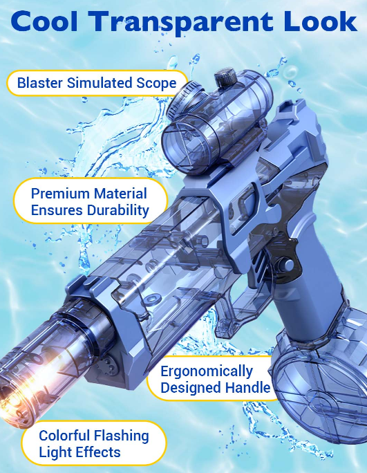 Ultimate Battle Water Gun Powerful Electric Water Gun, Water Blaster Automatic Squirt Gun with Glowing Muzzle 320cc High Capacity, Up to 32 FT Range, Outdoor Summer Party Toy OutdoorFun for Adults &Kids Toys