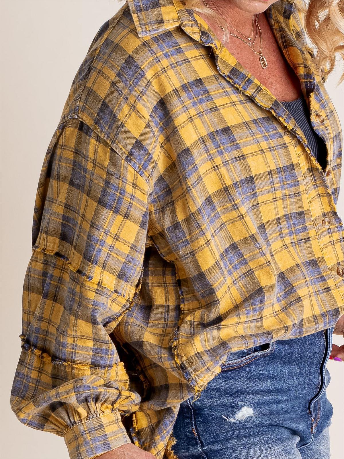 💖LAST DAY SALE 49% OFF🏆Women's Mineral Washed Button Down Plaid Shirt