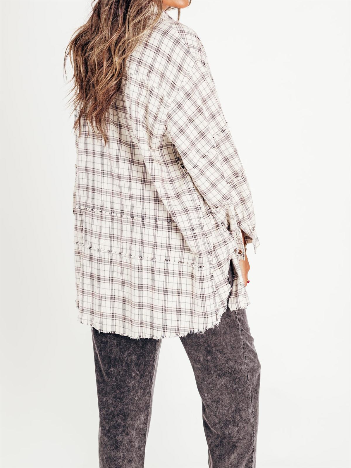 💖LAST DAY SALE 49% OFF🏆Women's Mineral Washed Button Down Plaid Shirt