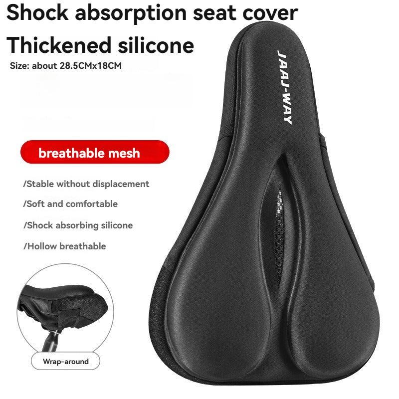 Thickened Silicone Bike Seat Cushion Cover, Shock-Absorbing Breathable Bicycle Saddle Pad with Anti-Slip Bottom