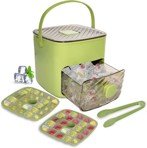 🧊Portable ice maker with lid and storage box (48 cubes)