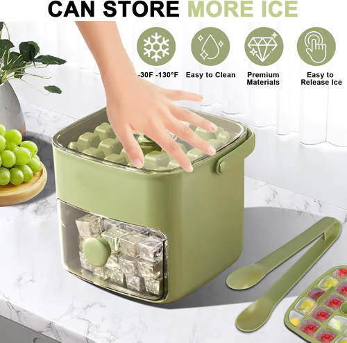 🧊Portable ice maker with lid and storage box (48 cubes)