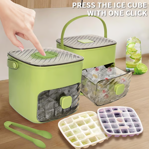 🧊Portable ice maker with lid and storage box (48 cubes)