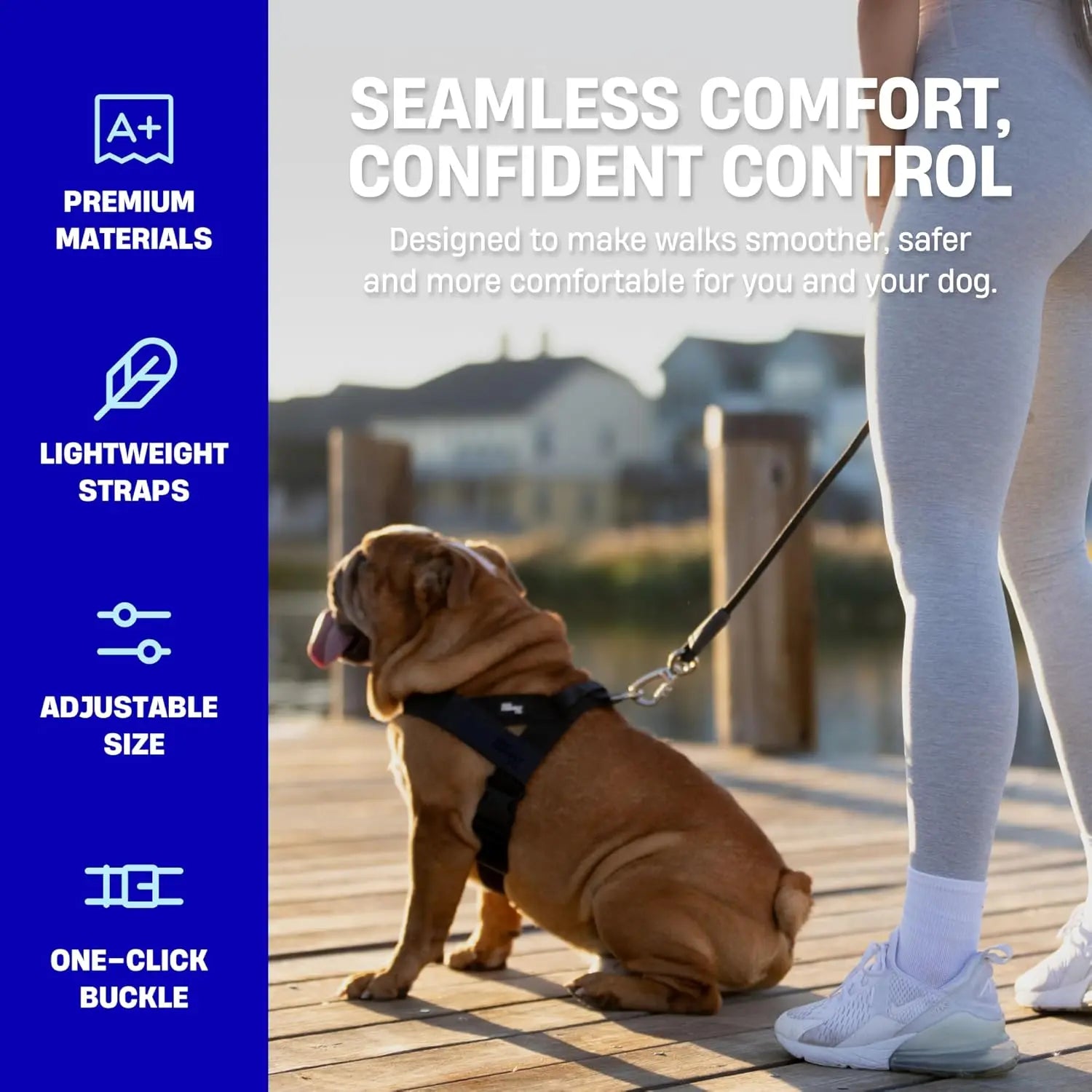 Harness - Easy to fit no-pull design - Safe secure and comfortable - Ideal for dogs of all shapes and sizes Leash