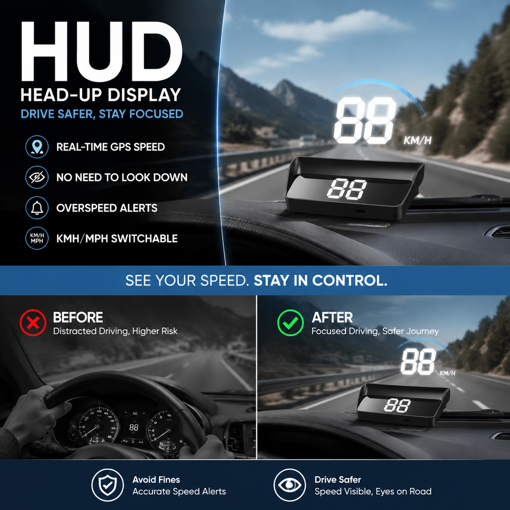 HUD Vehicle GPS Digital Speedometer