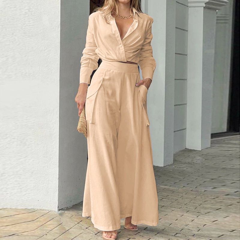🏖️Summer Hot Sale 49% OFF🌼Elegant two-piece set: long-sleeved top with cuffs and high-waisted pants