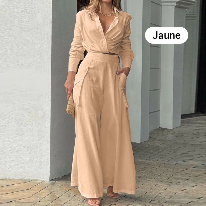 🏖️Summer Hot Sale 49% OFF🌼Elegant two-piece set: long-sleeved top with cuffs and high-waisted pants