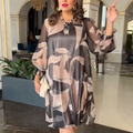 💓HOT SALE 49% OFF💥Round Neck Long Sleeve Printed Flowy Dress