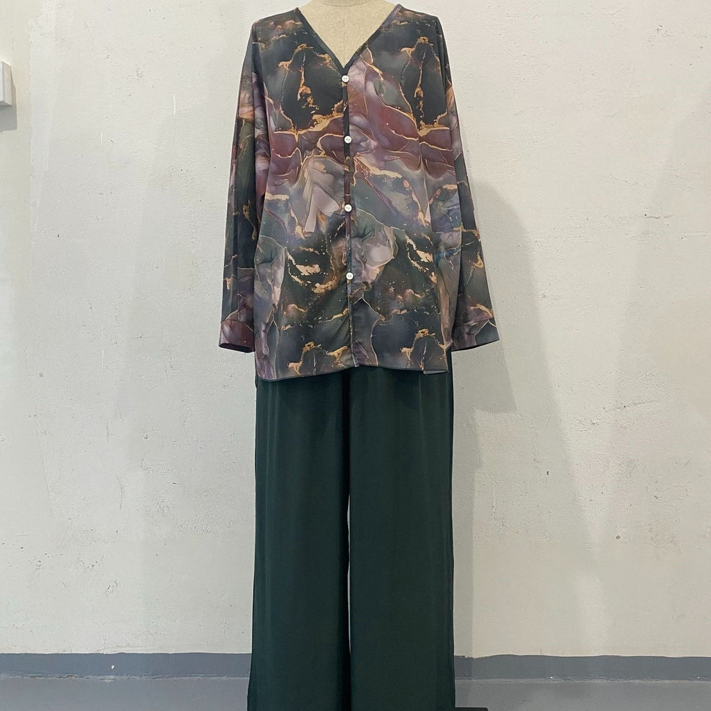 Casual V-neck Printed Three Piece Suit