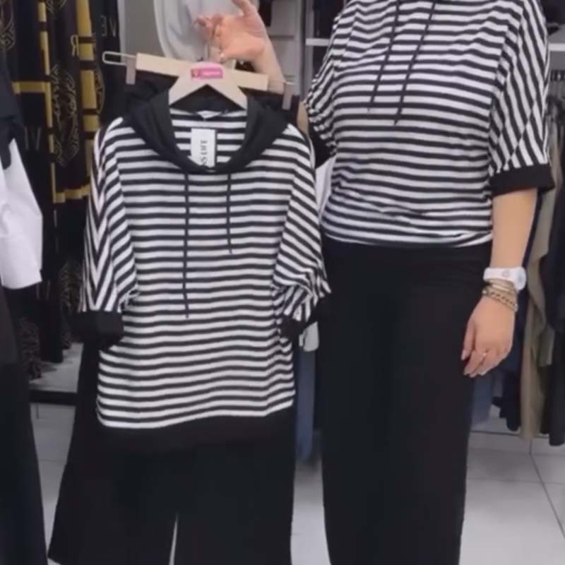 💥HOT SALE 2025💥Women's Striped Top & Solid Pants Set