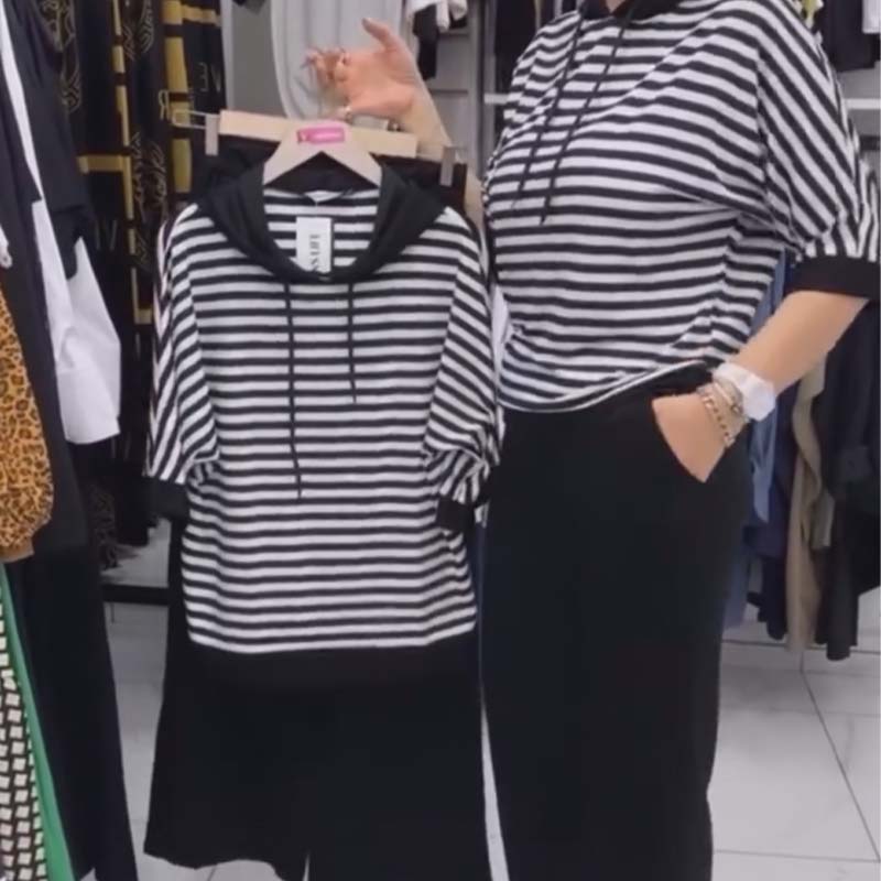 💥HOT SALE 2025💥Women's Striped Top & Solid Pants Set