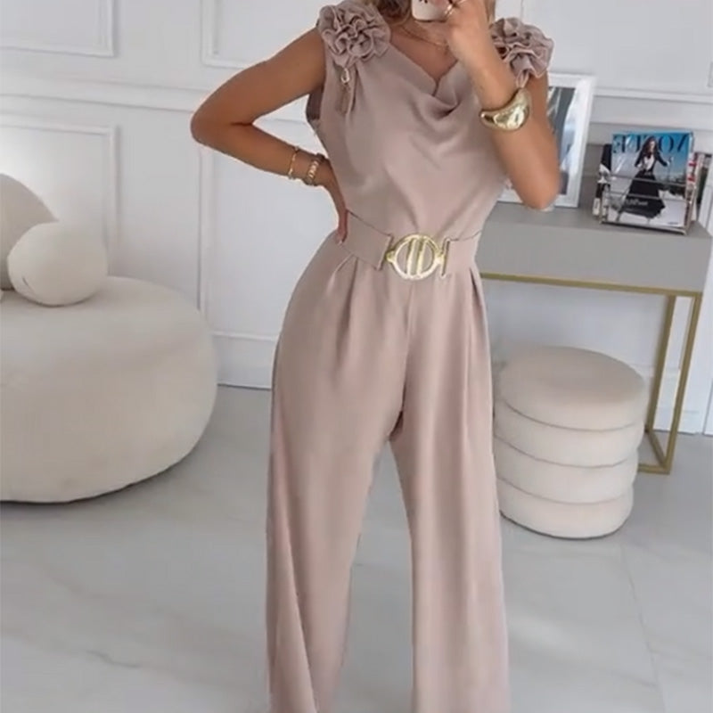 🔥Women's Floral-Embellished Sleeveless Jumpsuit