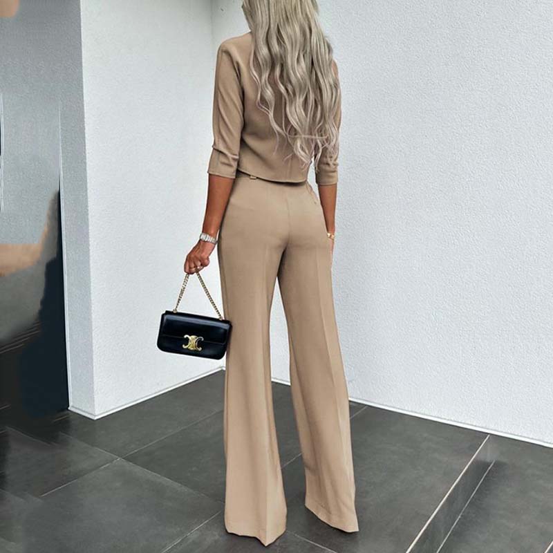 📢40%  OFF!⏰Women's Elegant Crop Top & Wide-Leg Pants Set