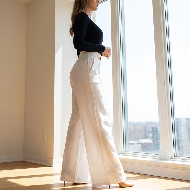 👖40% OFF!💃 Women's trousers – High waist, wide leg, with belt accent & versatile look ✨