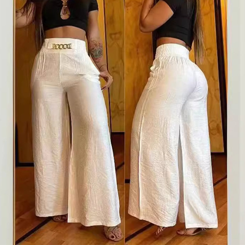 👖40% OFF!💃 Women's trousers – High waist, wide leg, with belt accent & versatile look ✨