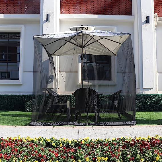 🚩Free Shipping🌞Multifunctional garden parasol with mosquito net, windproof, rainproof, and provides sun protection