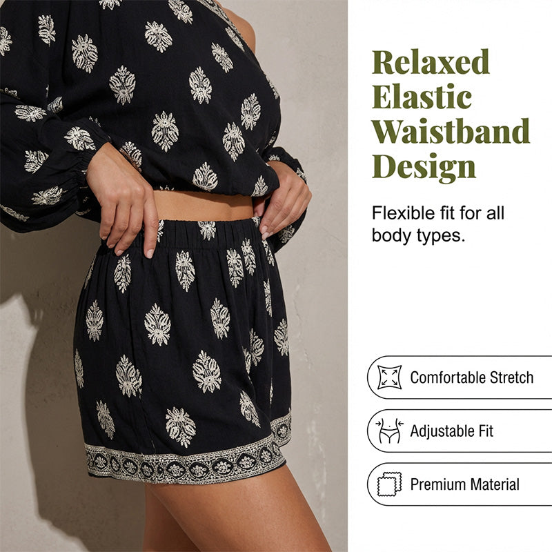🌴40% OFF NOW!👙 Bohemian Off-Shoulder Jumpsuit Set – Vintage Print & Pockets – Relaxed Vacation Romper 📸
