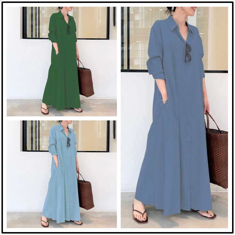 🏖️New arrival 40% OFF!🌊Long-Solid, Simple and Long-Coloured Sleeve Dress