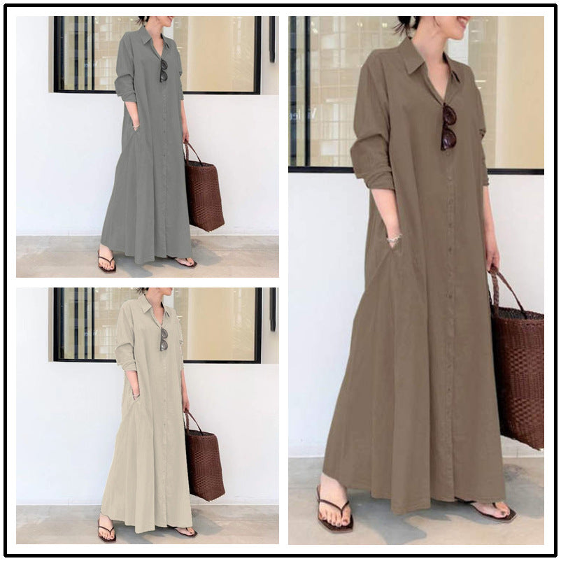🏖️New arrival 40% OFF!🌊Long-Solid, Simple and Long-Coloured Sleeve Dress