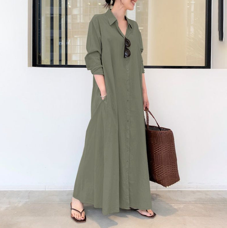 🏖️New arrival 40% OFF!🌊Long-Solid, Simple and Long-Coloured Sleeve Dress