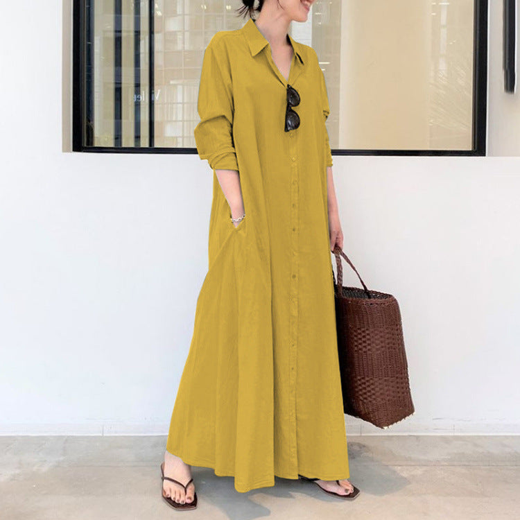 🏖️New arrival 40% OFF!🌊Long-Solid, Simple and Long-Coloured Sleeve Dress