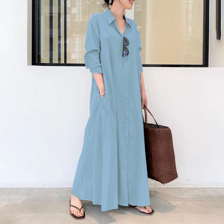 🏖️New arrival 40% OFF!🌊Long-Solid, Simple and Long-Coloured Sleeve Dress