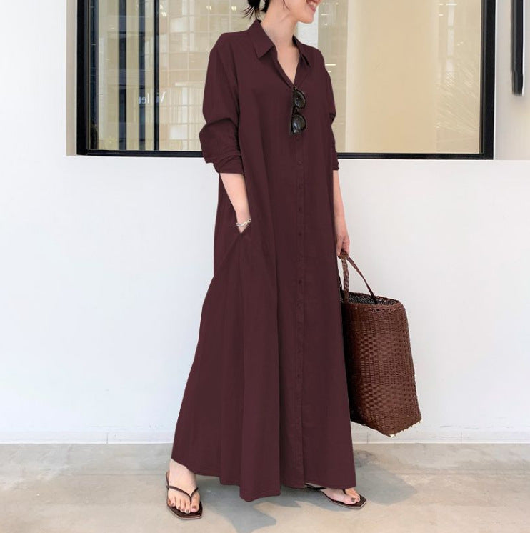 🏖️New arrival 40% OFF!🌊Long-Solid, Simple and Long-Coloured Sleeve Dress