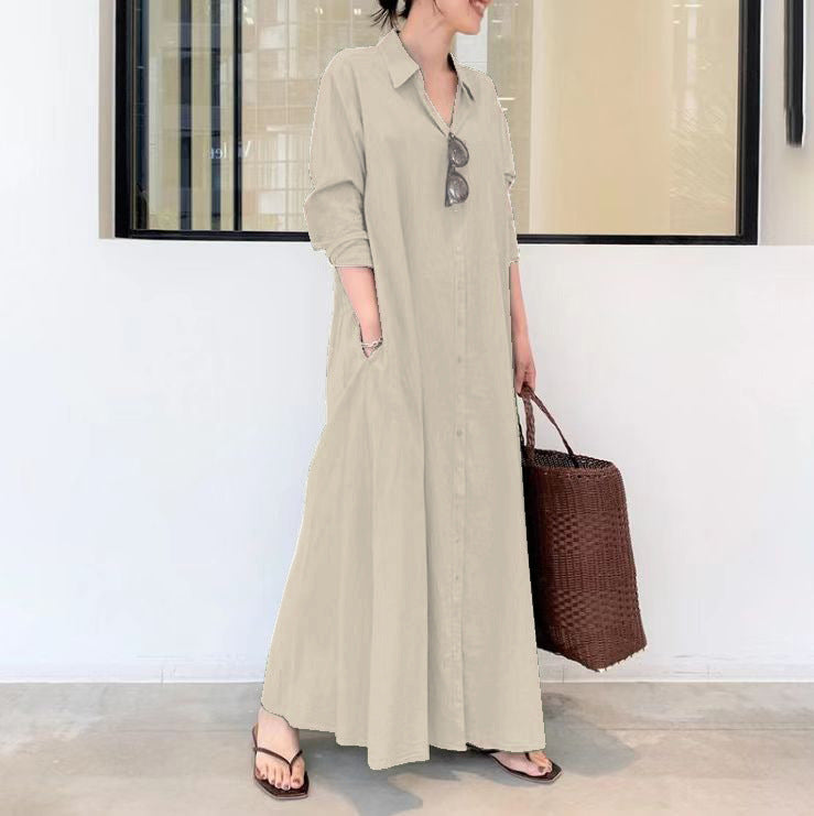 🏖️New arrival 40% OFF!🌊Long-Solid, Simple and Long-Coloured Sleeve Dress