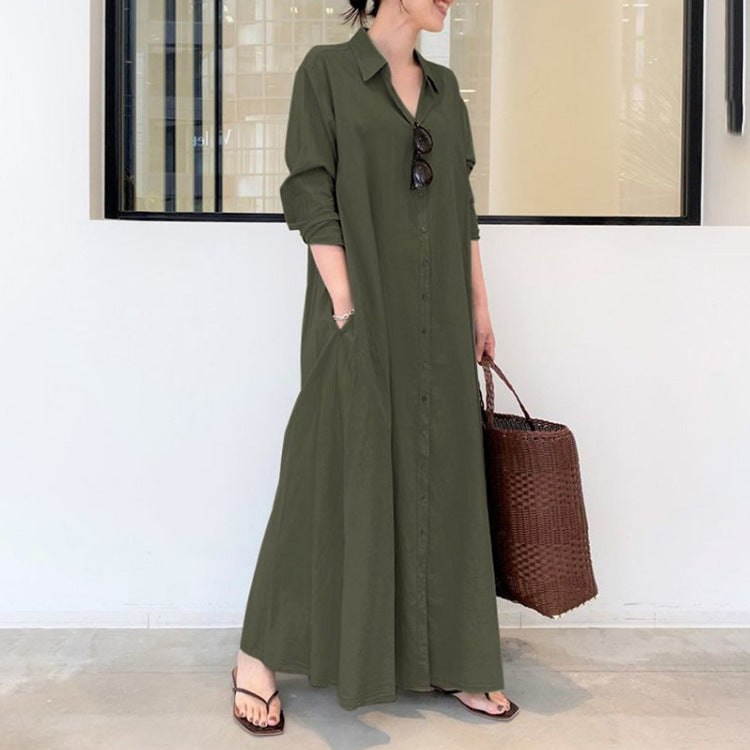 🏖️New arrival 40% OFF!🌊Long-Solid, Simple and Long-Coloured Sleeve Dress