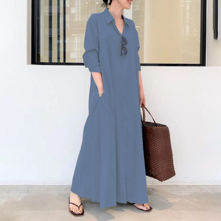 🏖️New arrival 40% OFF!🌊Long-Solid, Simple and Long-Coloured Sleeve Dress