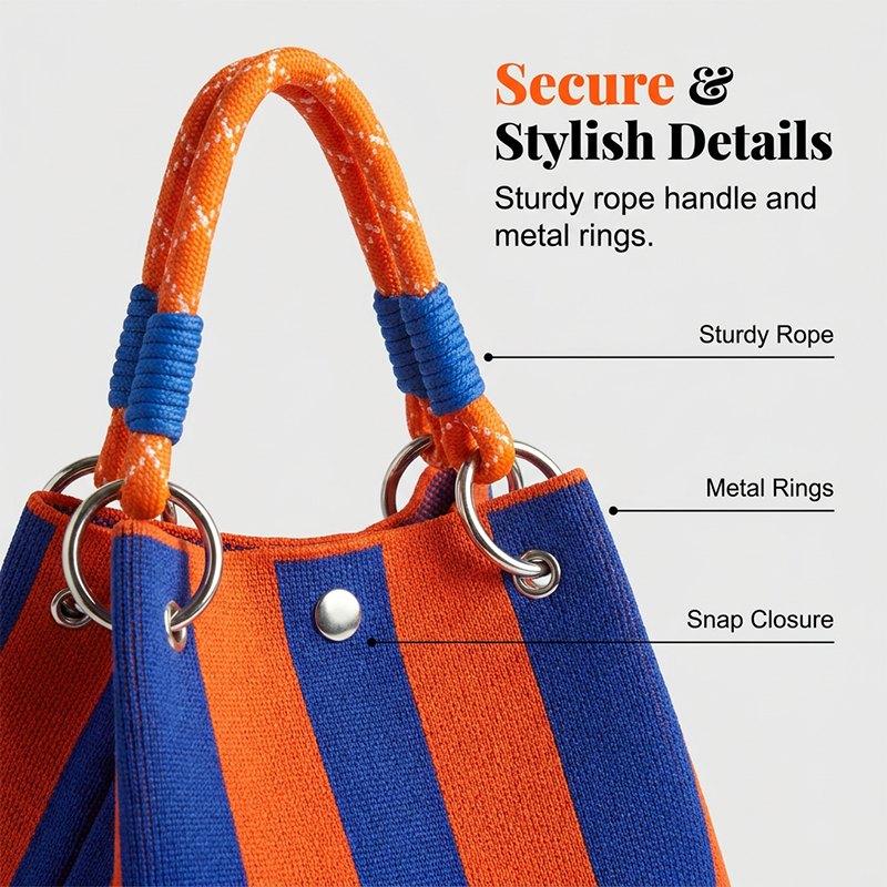 👜New arrival 40% OFF!🌊Striped Knit Bucket Bag – Handwoven, Rope Handle, Spacious ✨