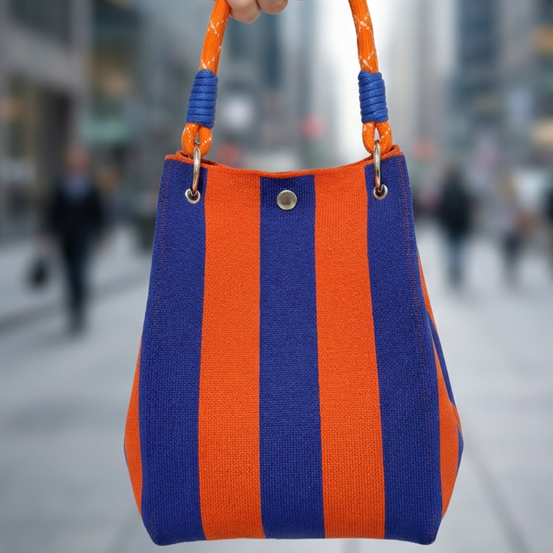 👜New arrival 40% OFF!🌊Striped Knit Bucket Bag – Handwoven, Rope Handle, Spacious ✨
